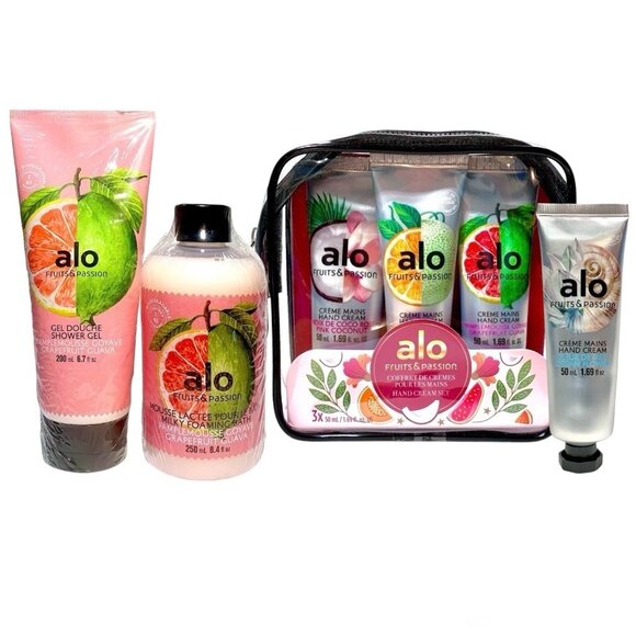 Fruits & Passion—Tropical Hand Cream & Bath Bundle—6pc Spa Gift Set  *NIP* - Picture 1 of 7